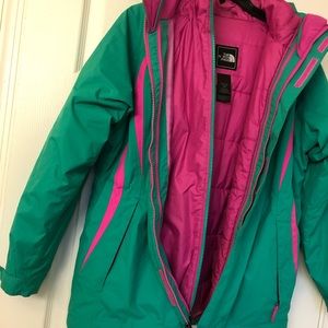 North Face rain jacket with second detachable jacket in the inside.